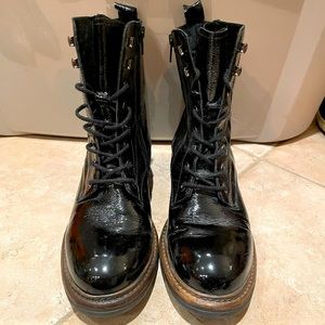 Black Patent Combat Boots